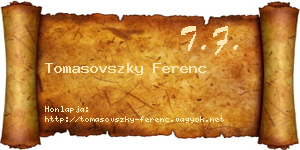 Tomasovszky Ferenc névjegykártya