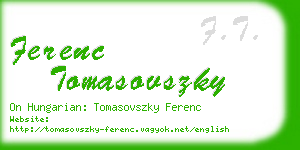 ferenc tomasovszky business card